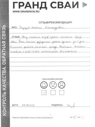 Отзыв о компании Гранд Сваи