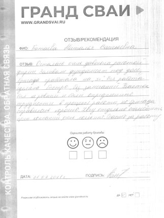 Отзыв о компании Гранд Сваи