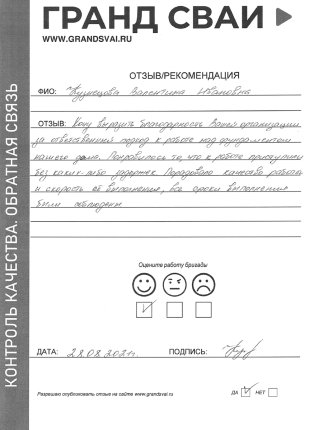 Отзыв о компании Гранд Сваи